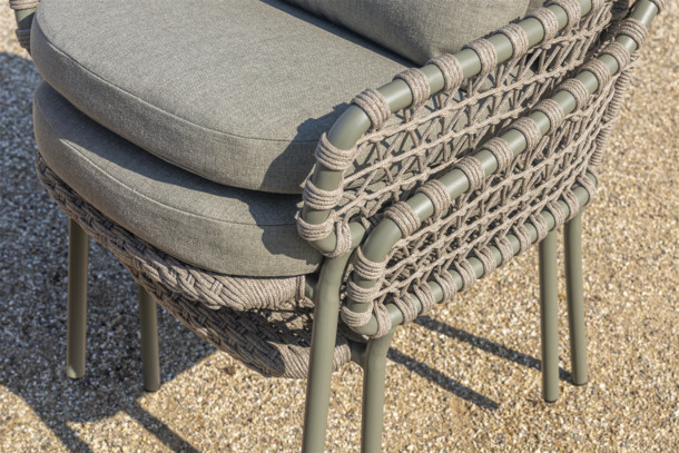 4SO Jura stapelbare tuinstoelen met zit- en rugkussen (olijfkleurig) - 6